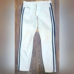 MOTHER White Jeans with Blue Stripes
